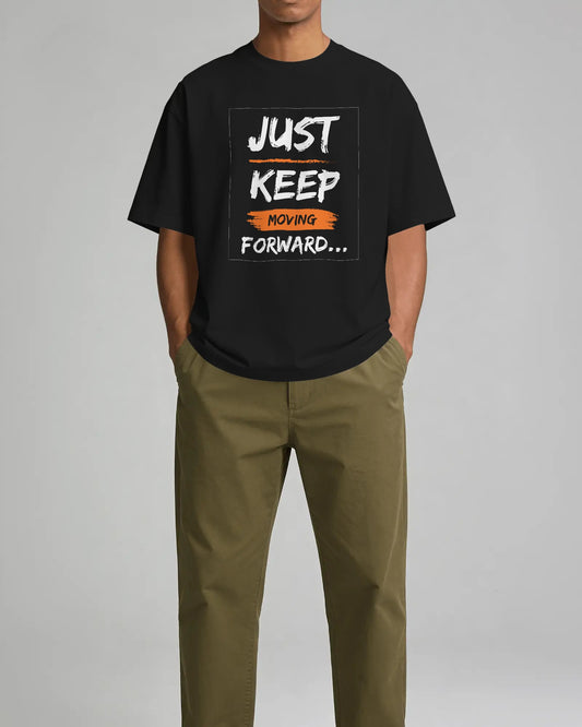 Black Front Print Oversized T-Shirt